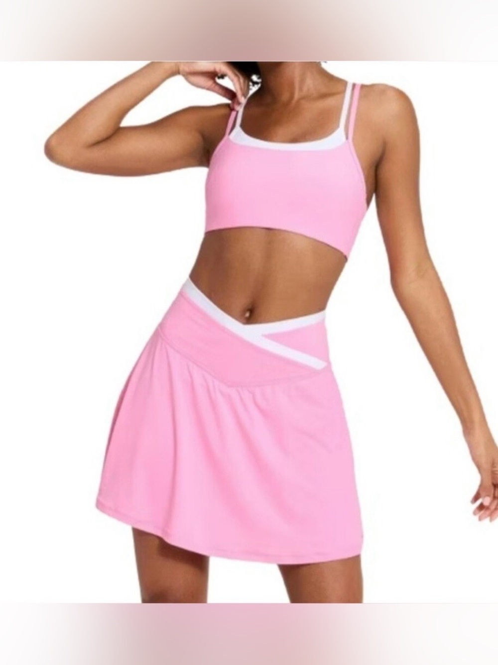 all in motion Pink A-Line Athletic Skort with White Trim Size Large